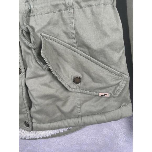 Abercrombie & Fitch Parka Womens XS Green Sherpa Lined Military Coat Y2K Fur - Picture 5 of 9